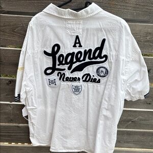 Parish White Casual Shirt with Black Lettering